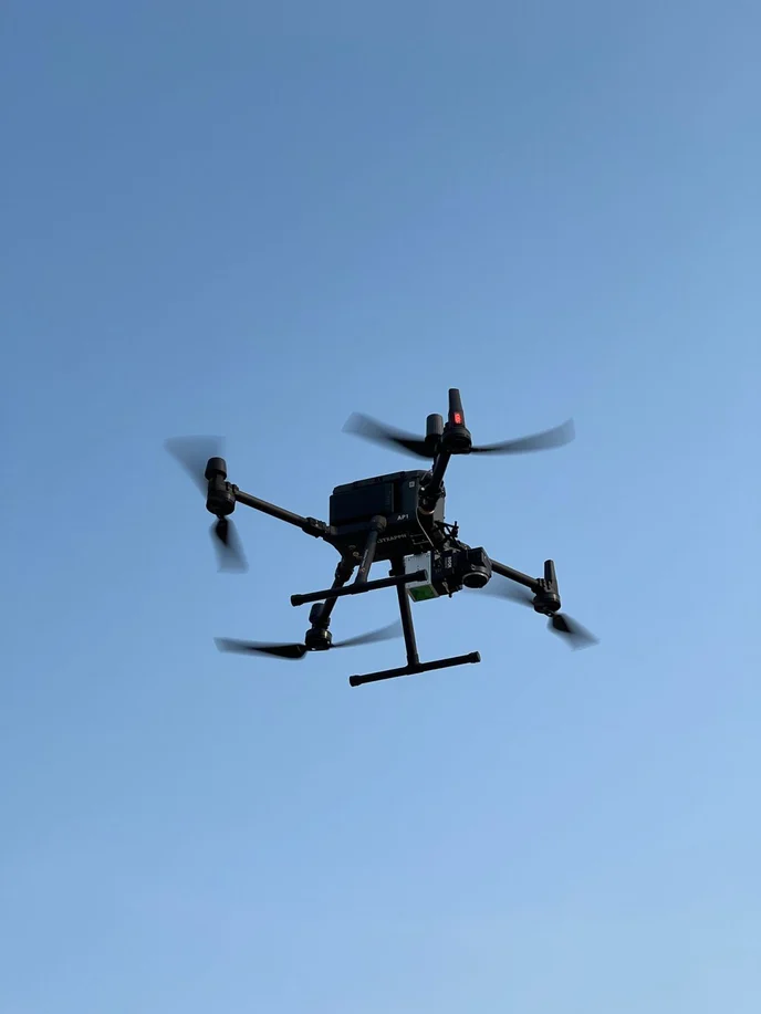 Professional drone in flight